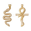  Jewelry 2Pcs 2 Style Brass Micro Pave Clear Cubic Zirconia Pendants ZIRC-PJ0001-10-NF-9