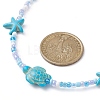 Synthetic Turquoise Starfish & Turtle & Seed Beaded Necklace for Women NJEW-JN04482-01-4