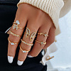 8Pcs Alloy with Crystal Rhinestone Finger Rings WG3531F-07-1