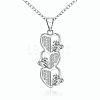 Silver Color Plated Brass Cubic Zirconia Heart Pendant Necklaces for Women NJEW-BB00677-1