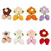 8Pcs 8 Colors Handmade Crochet Cotton Flower Ornaments AJEW-FG0004-12-1