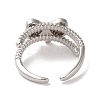 Brass Micro Pave Cubic Zirconia Open Cuff Ring RJEW-K256-58C-P-3
