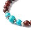 Natural Map Jasper & Natural Wood & Synthetic Turquoise(Dyed) Stretch Bracelets Set for Girl Women BJEW-JB06893-6