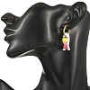 Handmade Porcelain & 316L Surgical Stainless Steel Hoop Dangle Earrings EJEW-JE07530-2