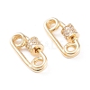 Brass Micro Pave Clear Cubic Zirconia Screw Carabiner Lock Charms KK-F814-38G-1