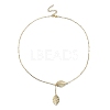 Brass Leaf Pendant Lariat Necklaces NJEW-TA00134-4