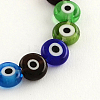 Flat Round Handmade Evil Eye Lampwork Beads Strands X-LAMP-R116-02-1