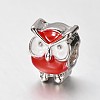 Owl Alloy Enamel Large Hole European Animal Beads X-MPDL-M020-04M-3