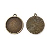 Flat Round Alloy Pendant Cabochon Settings PALLOY-N0088-37AB-NF-2