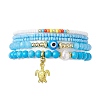 5Pcs 5 Style Evil Eye Lampwork & Synthetic Turquoise & Natural Pearl  Beaded Stretch Bracelets Set BJEW-JB09708-1