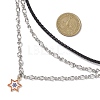 Summer 304 Stainless Steel Figaro Chain & Braided Leather Cord Chain Belts NJEW-C00034-3