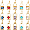 Beebeecraft 15Pcs 5 Colors Real 18K Gold Plated Brass Micro Pave Cubic Zirconia Charms ZIRC-BBC0002-32-1