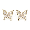 Butterfly Brass Stud Earrings EJEW-M245-07G-2