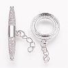 Brass Micro Pave Cubic Zirconia Ring Toggle Clasps ZIRC-P050-11P-2