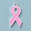 Breast Cancer Pink Awareness Ribbon Theme Alloy Enamel Pendants LS-ENAM-A147-01L-1