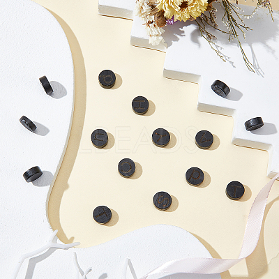 26Pcs 26 Styles Flat Round with Letter Wooden Cabochons WOOD-GA0001-28-1
