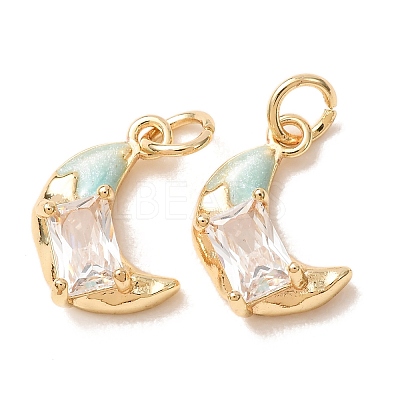 Brass Micro Pave Clear Cubic Zirconia with Enamel Charms CU-K002-47G-B-1