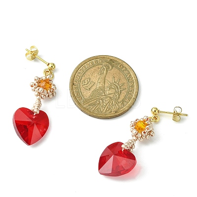 Glass Heart Dangle Stud Earrings EJEW-MZ00113-1