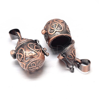 Rack Plating Brass Prayer Box Pendants KK-E737-92R-NF-1