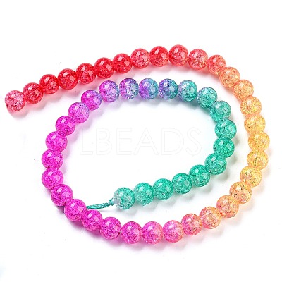 Spray Painted Crackle Glass Beads Strands DGLA-C002-8mm-09-1