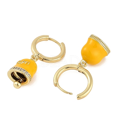 Bell Brass & Enamel Hoop Earrings for Women EJEW-U015-25G-E-1