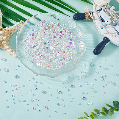 1500Pcs 3 Styles Resin Half Round Bubble Beads MRMJ-SC0001-41-1