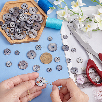 120Pcs 4 Style 4-Hole Natural Shell Buttons FIND-GA0003-28A-1