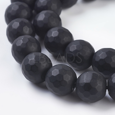Synthetic Black Stone Beads Strands G-C059-10mm-1-1