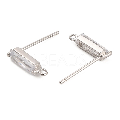 Rhodium Plated 925 Sterling Silver Ear Stud Findings STER-F058-01P-08-1