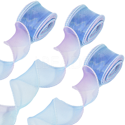 3Rolls Polyester Organza Ribbons SRIB-CY0001-37A-1
