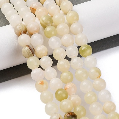 Natural Green Banded Calcite(Afghan Jade) Beads Strands G-B130-8mm-01-1