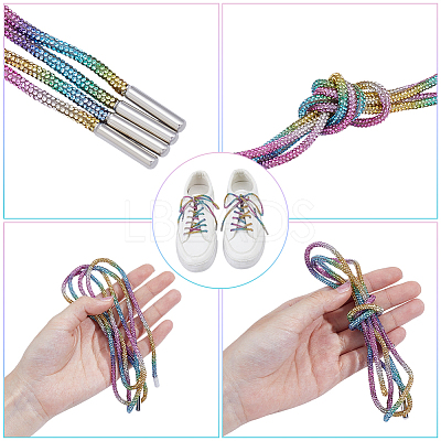Rubber Rhinestone Shoelaces AJEW-WH0752-498C-1