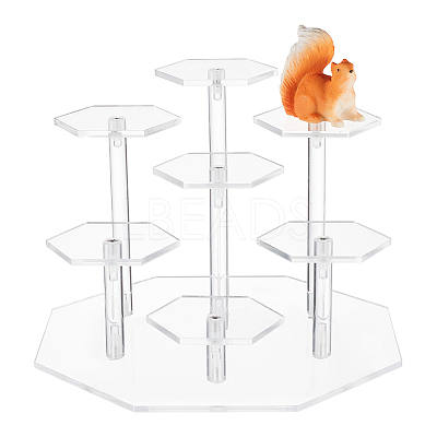 7-Slot Octagon Acrylic Minifigures Organizer Display Risers ODIS-WH0038-21B-1