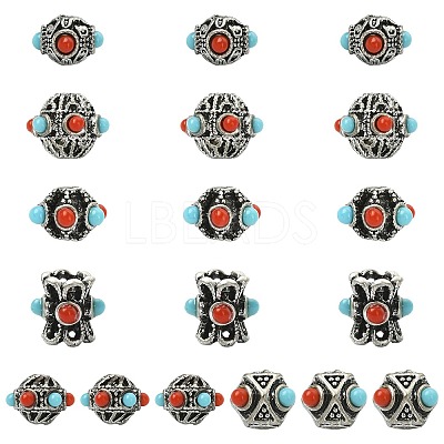 18Pcs 6 Styles Tibetan Style Alloy Beads FIND-CJ0005-74-1
