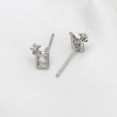 Brass Micro Pave Clear Cubic Zirconia Drink Head Pins BAPE-PW0002-23B-02-1