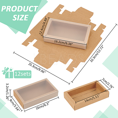 Foldable Paper Drawer Boxes with Clear Plastic Cover LS-CON-WH0095-68A-05-1