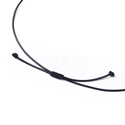 Adjustable Natural & Synthetic Mixed Gemstone Double Horn Pendant Necklace with Wax Cord for Women NJEW-B086-01-1