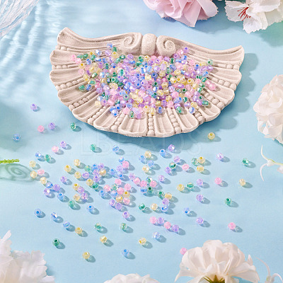 405Pcs Eletroplated Transparent Glass Beads GLAA-TA0003-66C-1