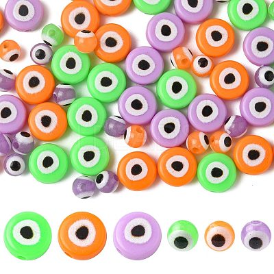 102Pcs 6 Colors Opaque Printed Acrylic Beads OACR-FS0002-36-1