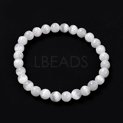 Natural Selenite Beaded Stretch Bracelets BJEW-F414-01A-02-1