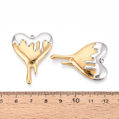 304 Stainless Steel Melting Heart Pendants STAS-T073-73GP-1