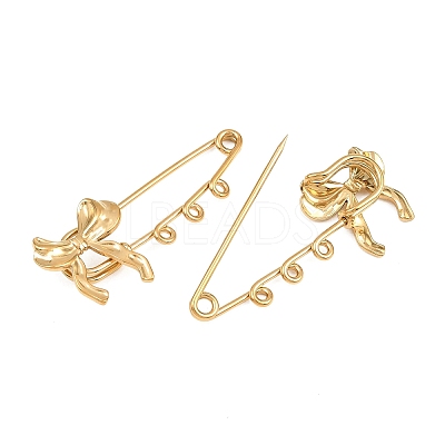 Bowknot 304 Stainless Steel Safety Pins Brooch Findings SA-CBA098D-12C-G-1