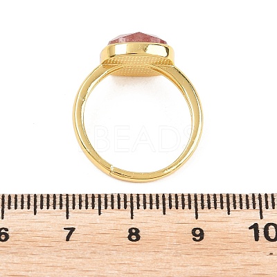 Natural Strawberry Quartz Finger Rings with Brass Findings G-H353-04G-05-1