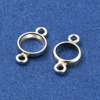 Rack Plating 925 Sterling Silver Cabochon Connector Settings STER-NH0001-41A-S-1