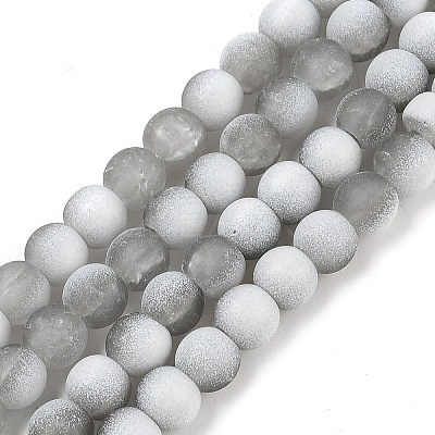 Frosted Crackle Glass Beads Strands GLAA-U001-6mm-M06-1