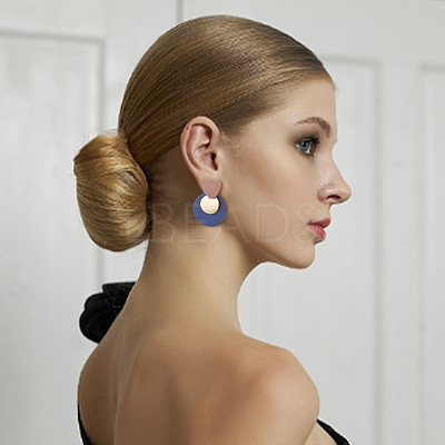 8 Pairs 8 Style Alloy Twist Flat Round & Donut Dangle Stud Earrings for Women EJEW-AN0001-74-1
