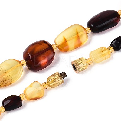 Natural Amber Nuggets Graduated Beaded Necklaces NJEW-T019-09-1