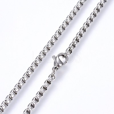 Non-Tarnish 304 Stainless Steel Box Chain Necklaces NJEW-F227-09P-07-1