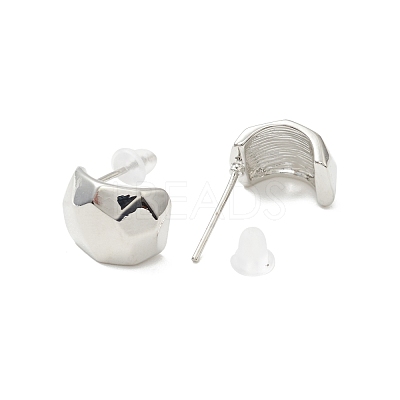 Alloy Curved Thick Stud Earrings with 925 Sterling Silver Pins for Women EJEW-G310-02P-1