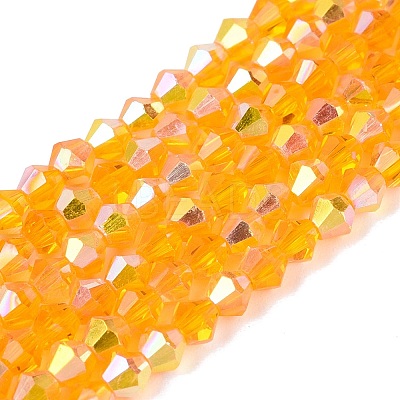 AB Color Plated Transparent Glass Beads Strands GLAA-G127-01-01A-1